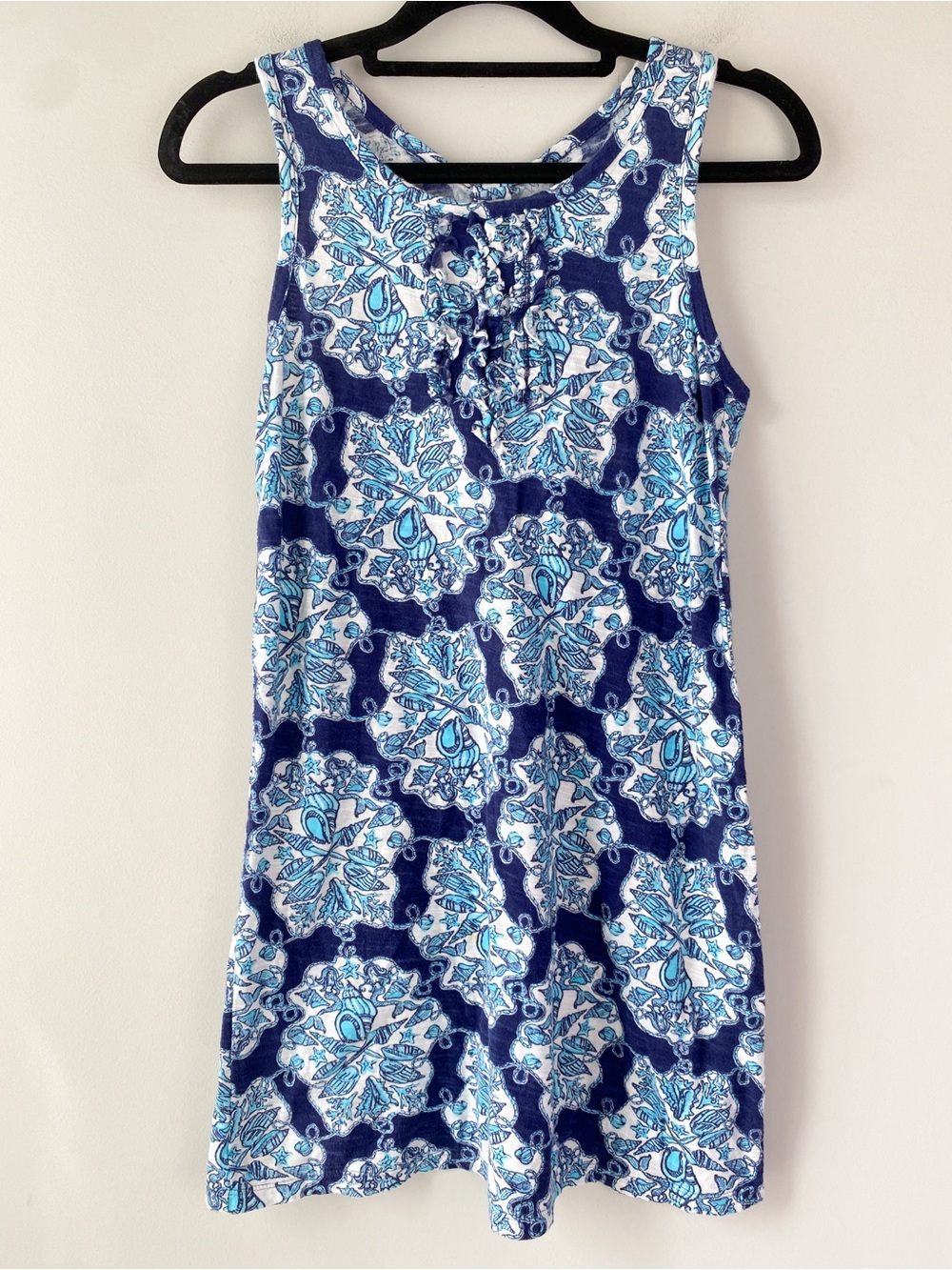 Lilly Pulitzer Girls Dress L Hey Sailor Nautical Blue Shell Print Coastal